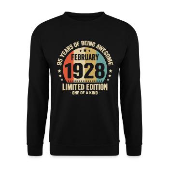 95 Years Of Being Awesome Since February 1928 - Unisex Sweatshirt - black - Front - Alina (178cm) & Michal (187cm)