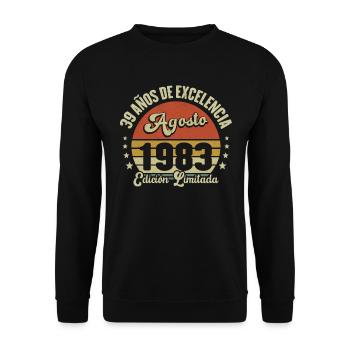 39 Ans Anniversaire Vintage Né(e) en Août 1983 - Sweat-shirt Unisexe - noir - Devant - Alina (178cm) & Michal (187cm)