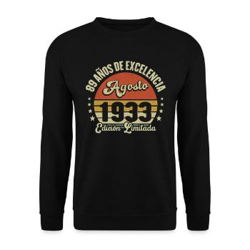 89 Ans Anniversaire Vintage Né(e) en Août 1933 - Sweat-shirt Unisexe - noir - Devant - Alina (178cm) & Michal (187cm)