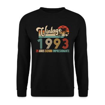Vintage 1993 Anniversaire 29 ans D'être Awesome - Sweat-shirt Unisexe - noir - Devant - Alina (178cm) & Michal (187cm)