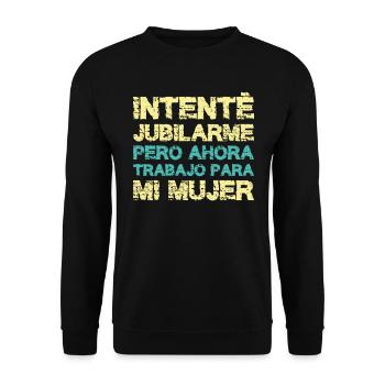 Retraite Humour Drôle Retraité Travail Pension - Sweat-shirt Unisexe - noir - Devant - Alina (178cm) & Michal (187cm)