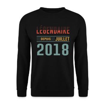 Juillet 2018 Anniversaire Idée Cadeau Vintage - Sweat-shirt Unisexe - noir - Devant - Alina (178cm) & Michal (187cm)