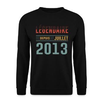 Juillet 2013 Anniversaire Idée Cadeau Vintage - Sweat-shirt Unisexe - noir - Devant - Alina (178cm) & Michal (187cm)