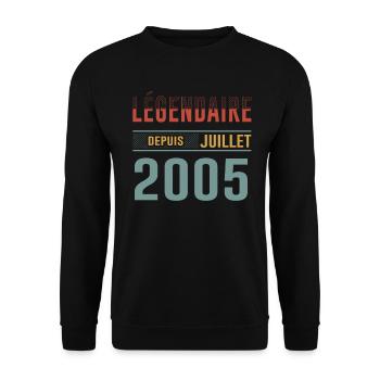 Juillet 2005 Anniversaire Idée Cadeau Vintage - Sweat-shirt Unisexe - noir - Devant - Alina (178cm) & Michal (187cm)