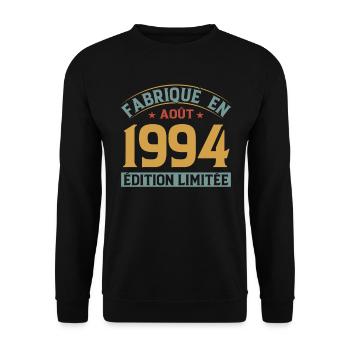 Août 1994 Original Idée Cadeau Anniversaire - Sweat-shirt Unisexe - noir - Devant - Alina (178cm) & Michal (187cm)
