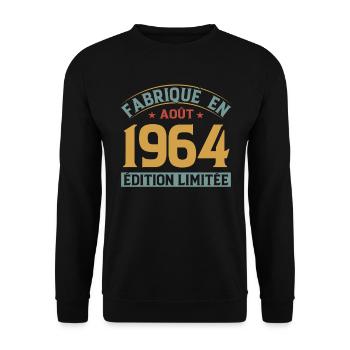 Août 1964 Original Idée Cadeau Anniversaire - Sweat-shirt Unisexe - noir - Devant - Alina (178cm) & Michal (187cm)