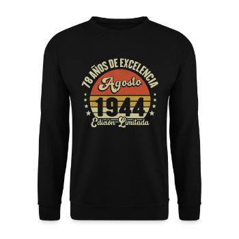 78 Años Vintage Birthday Nacido En Agosto De 1944 - Sweat-shirt Unisexe - noir - Devant - Alina (178cm) & Michal (187cm)
