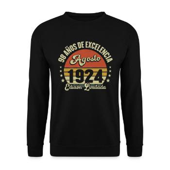 98 Años Vintage Birthday Nacido En Agosto De 1924 - Sweat-shirt Unisexe - noir - Devant - Alina (178cm) & Michal (187cm)