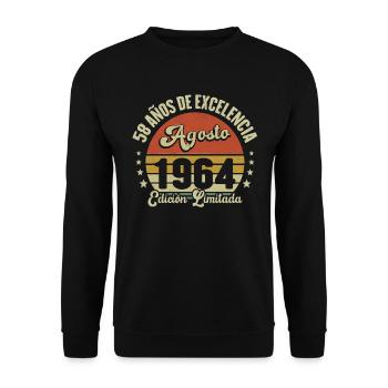 58 Años Vintage Birthday Nacido En Agosto De 1964 - Sweat-shirt Unisexe - noir - Devant - Alina (178cm) & Michal (187cm)