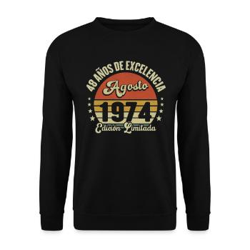 48 Años Vintage Birthday Nacido En Agosto De 1974 - Sweat-shirt Unisexe - noir - Devant - Alina (178cm) & Michal (187cm)