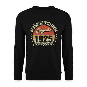 97 Ans Anniversaire Vintage Né(e) en Août 1925 - Sweat-shirt Unisexe - noir - Devant - Alina (178cm) & Michal (187cm)