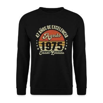 47 Ans Anniversaire Vintage Né(e) en Août 1975 - Sweat-shirt Unisexe - noir - Devant - Alina (178cm) & Michal (187cm)