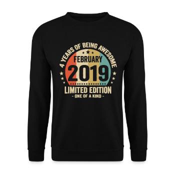 4 Years Of Being Awesome Since February 2019 Gift - Unisex Sweatshirt - black - Front - Alina (178cm) & Michal (187cm)