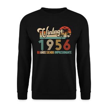 Vintage Birthday Birthday Gift Idea D Birthday 66 - Unisex Sweatshirt - black - Front - Alina (178cm) & Michal (187cm)