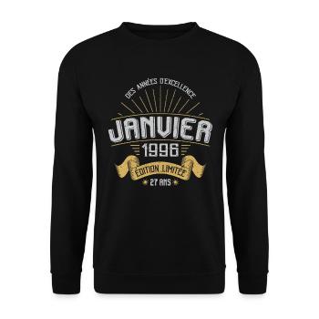 Des Années D'excellence Janvier 1996 27 Ans - Sweat-shirt Unisexe - noir - Devant - Alina (178cm) & Michal (187cm)