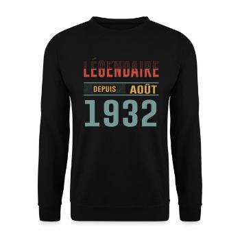 Légendaire Depuis Août 1932 Anniversaire Cadeau - Sweat-shirt Unisexe - noir - Devant - Alina (178cm) & Michal (187cm)