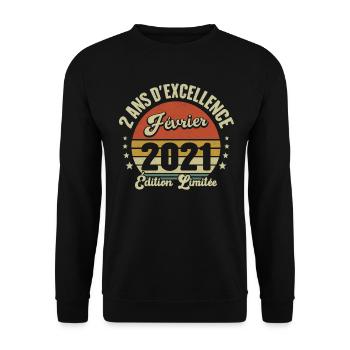 2 Ans D'excellence Février 2021 Édition Limitée - Sweat-shirt Unisexe - noir - Devant - Alina (178cm) & Michal (187cm)