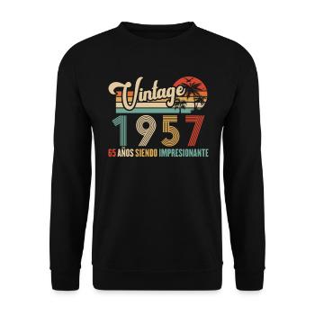 Anniversaire Vintage Idée Cadeau D Anniversaire 65 - Sweat-shirt Unisexe - noir - Devant - Alina (178cm) & Michal (187cm)