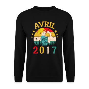 Avril 2017 Anniversaire Vintage Happy Birthday - Sweat-shirt Unisexe - noir - Devant - Alina (178cm) & Michal (187cm)