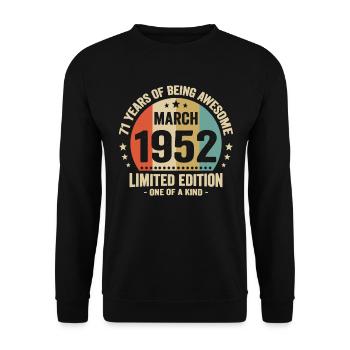 Anniversaire Vintage Idée Cadeau Mars 71 - Sweat-shirt Unisexe - noir - Devant - Alina (178cm) & Michal (187cm)