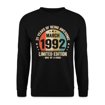 Anniversaire Vintage Idée Cadeau Mars 31 - Sweat-shirt Unisexe - noir - Devant - Alina (178cm) & Michal (187cm)