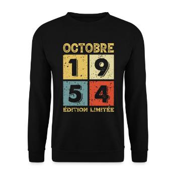 Anniversaire Vintage Idée Cadeau Octobre 1954 - Sweat-shirt Unisexe - noir - Devant - Alina (178cm) & Michal (187cm)