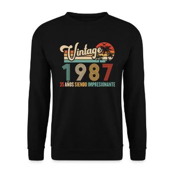 Anniversaire Vintage Idée Cadeau D Anniversaire 35 - Sweat-shirt Unisexe - noir - Devant - Alina (178cm) & Michal (187cm)