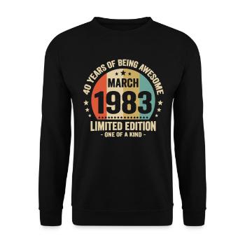 Anniversaire Vintage Idée Cadeau Mars 40 - Sweat-shirt Unisexe - noir - Devant - Alina (178cm) & Michal (187cm)