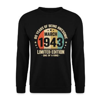 Anniversaire Vintage Idée Cadeau Mars 80 - Sweat-shirt Unisexe - noir - Devant - Alina (178cm) & Michal (187cm)