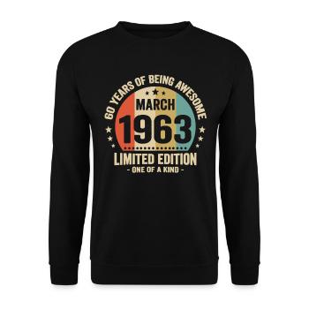 Anniversaire Vintage Idée Cadeau Mars 60 - Sweat-shirt Unisexe - noir - Devant - Alina (178cm) & Michal (187cm)