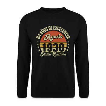 Anniversaire Vintage Idée Cadeau Août Humour 84 - Sweat-shirt Unisexe - noir - Devant - Alina (178cm) & Michal (187cm)