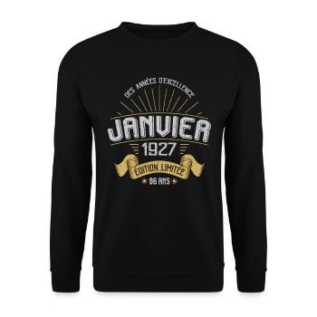 Des Années D'excellence Janvier 1927 96 Ans - Sweat-shirt Unisexe - noir - Devant - Alina (178cm) & Michal (187cm)