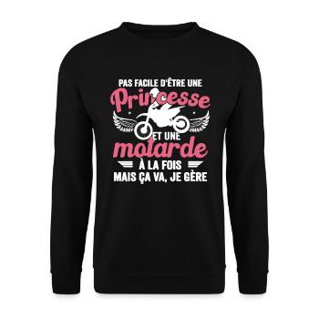 Princesse Et Motarde À La Fois Idée Cadeau Moto - Sweat-shirt Unisexe - noir - Devant - Alina (178cm) & Michal (187cm)