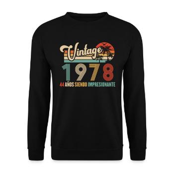 Anniversaire Vintage Idée Cadeau D Anniversaire 44 - Sweat-shirt Unisexe - noir - Devant - Alina (178cm) & Michal (187cm)