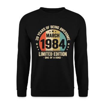 Anniversaire Vintage Idée Cadeau Mars 39 - Sweat-shirt Unisexe - noir - Devant - Alina (178cm) & Michal (187cm)