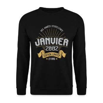 Des Années D'excellence Janvier 2002 21 Ans - Sweat-shirt Unisexe - noir - Devant - Alina (178cm) & Michal (187cm)