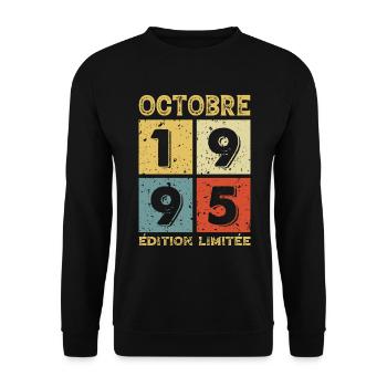 Anniversaire Vintage Idée Cadeau Octobre 1995 - Sweat-shirt Unisexe - noir - Devant - Alina (178cm) & Michal (187cm)