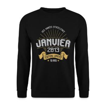 Des Années D'excellence Janvier 2013 10 Ans - Sweat-shirt Unisexe - noir - Devant - Alina (178cm) & Michal (187cm)