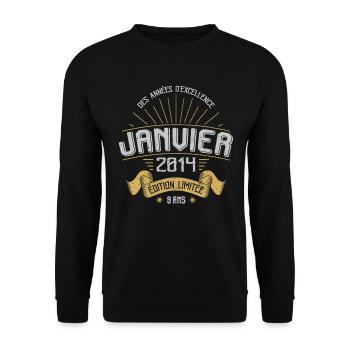 Des Années D'excellence Janvier 2014 9 Ans - Sweat-shirt Unisexe - noir - Devant - Alina (178cm) & Michal (187cm)