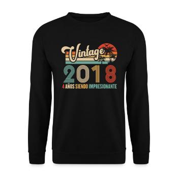 Anniversaire Vintage Idée Cadeau D Anniversaire 4 - Sweat-shirt Unisexe - noir - Devant - Alina (178cm) & Michal (187cm)