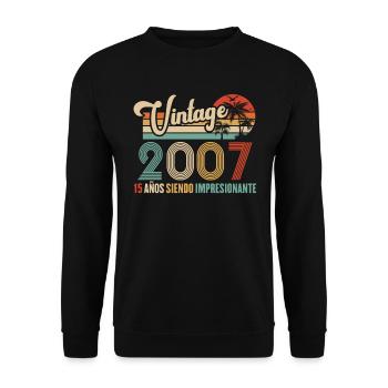 Anniversaire Vintage Idée Cadeau D Anniversaire 15 - Sweat-shirt Unisexe - noir - Devant - Alina (178cm) & Michal (187cm)