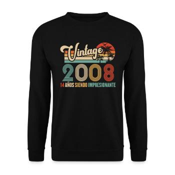 Anniversaire Vintage Idée Cadeau D Anniversaire 14 - Sweat-shirt Unisexe - noir - Devant - Alina (178cm) & Michal (187cm)