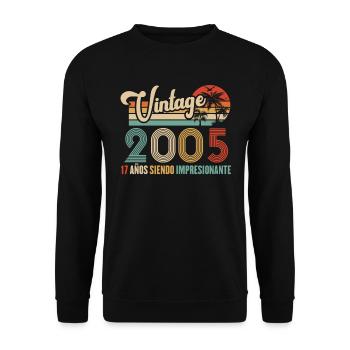 Anniversaire Vintage Idée Cadeau D Anniversaire 17 - Sweat-shirt Unisexe - noir - Devant - Alina (178cm) & Michal (187cm)