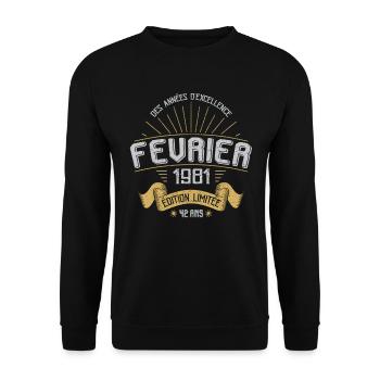 Des Années D'excellence Février 1981 42 Ans - Sweat-shirt Unisexe - noir - Devant - Alina (178cm) & Michal (187cm)