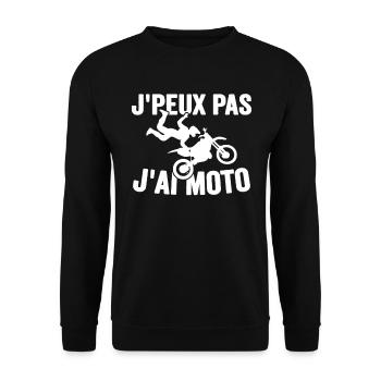 Je Peux Pas J'ai Moto Humour Cadeau Anniversaire - Sweat-shirt Unisexe - noir - Devant - Alina (178cm) & Michal (187cm)