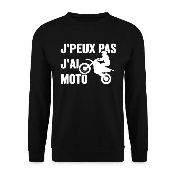 Je Peux Pas J'ai Moto Humour Cadeau Anniversaire - Sweat-shirt Unisexe - noir - Devant - Alina (178cm) & Michal (187cm)