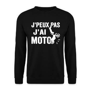 Je Peux Pas J'ai Moto Humour Cadeau Anniversaire - Sweat-shirt Unisexe - noir - Devant - Alina (178cm) & Michal (187cm)
