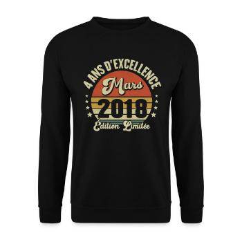 Mars 4 Ans Mariage Anniversaire Femme Idée Cadeau - Sweat-shirt Unisexe - noir - Devant - Alina (178cm) & Michal (187cm)