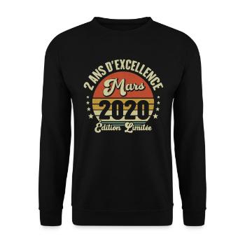 Mars 2 Ans Mariage Idée Cadeau Anniversaire Mari - Sweat-shirt Unisexe - noir - Devant - Alina (178cm) & Michal (187cm)