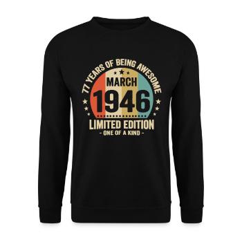 Anniversaire Vintage Idée Cadeau Mars 77 - Sweat-shirt Unisexe - noir - Devant - Alina (178cm) & Michal (187cm)
